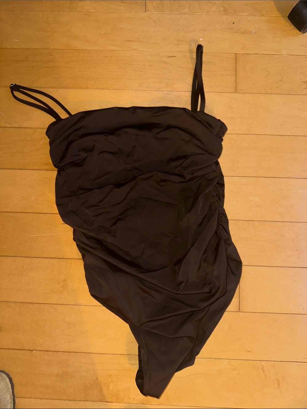 Brown Ruched One-Piece Swimsuit from Belle Anna (Free People)